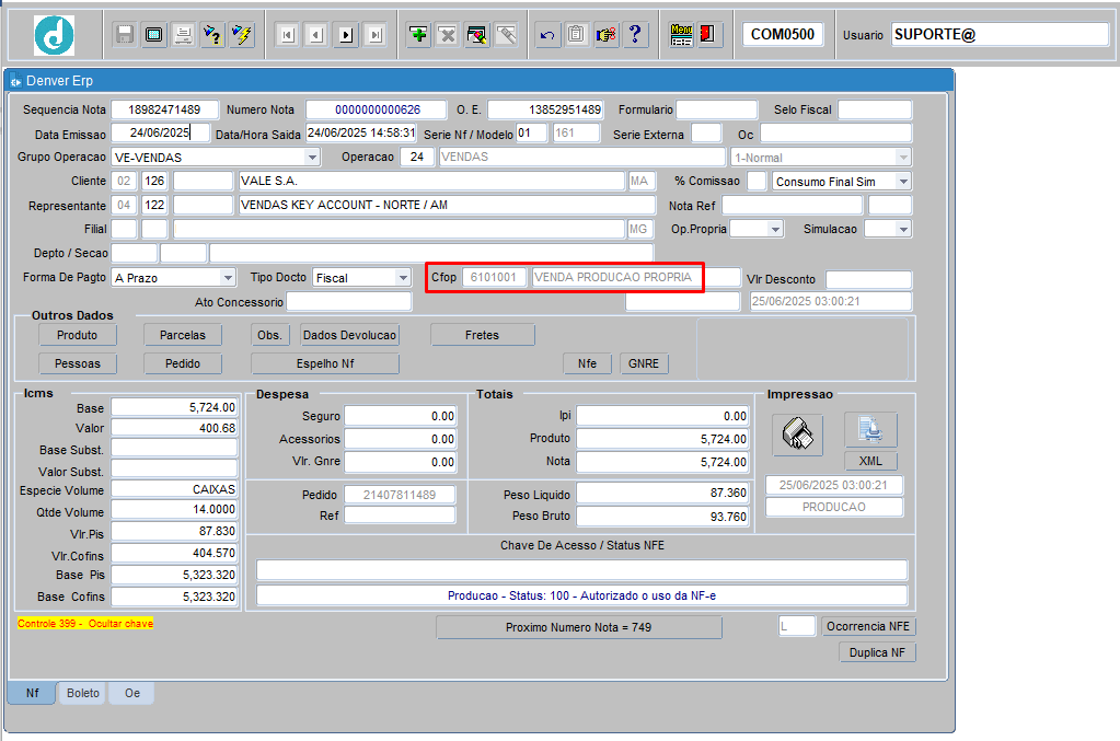 PARAMETRIZACAO FISCAL TRP4957 - 001