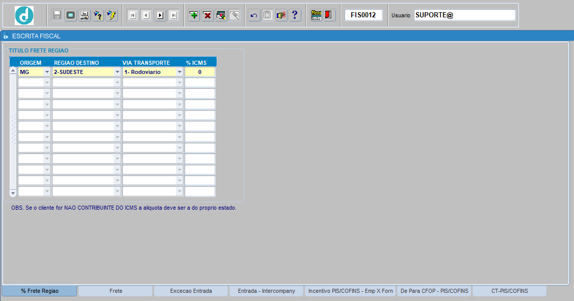 PARAMETRIZACAO FISCAL TRP4957 - 003