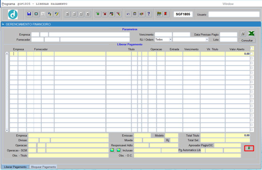 MAPEAMENTO FINANCEIRO - SGF0007