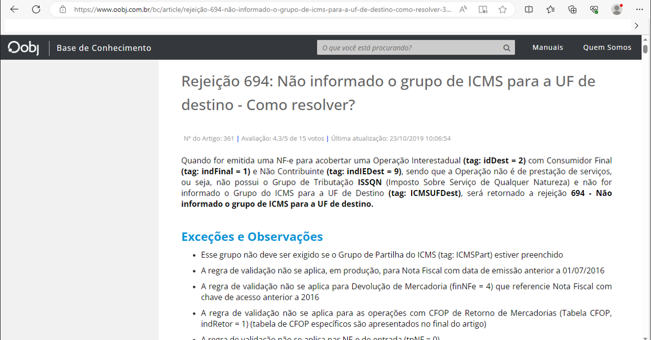 consulta rejeicao 0014