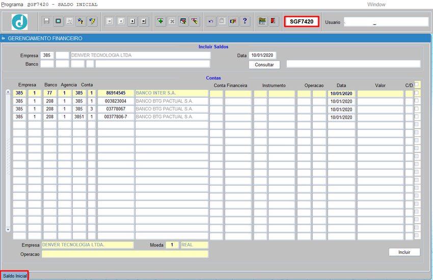 MAPEAMENTO FINANCEIRO - SGF0004